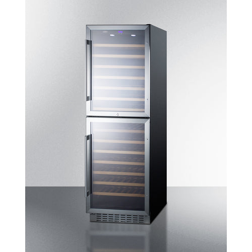 Summit 24" Wide, 118 Bottle Dual Zone Wine Cooler (Stainless Steel or Black Exterior Cabinet)
