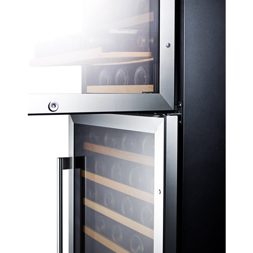 Summit 24" Wide, 118 Bottle Dual Zone Wine Cooler (Stainless Steel or Black Exterior Cabinet)
