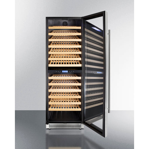 Summit 24" Wide, 162 Bottle Dual Zone Wine Cooler (Stainless Steel or Black Exterior Cabinet)