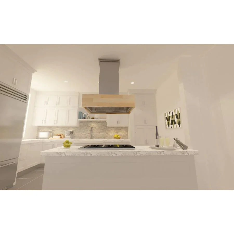 ZLINE 681iM Designer Series Wooden Island Mount Range Hood