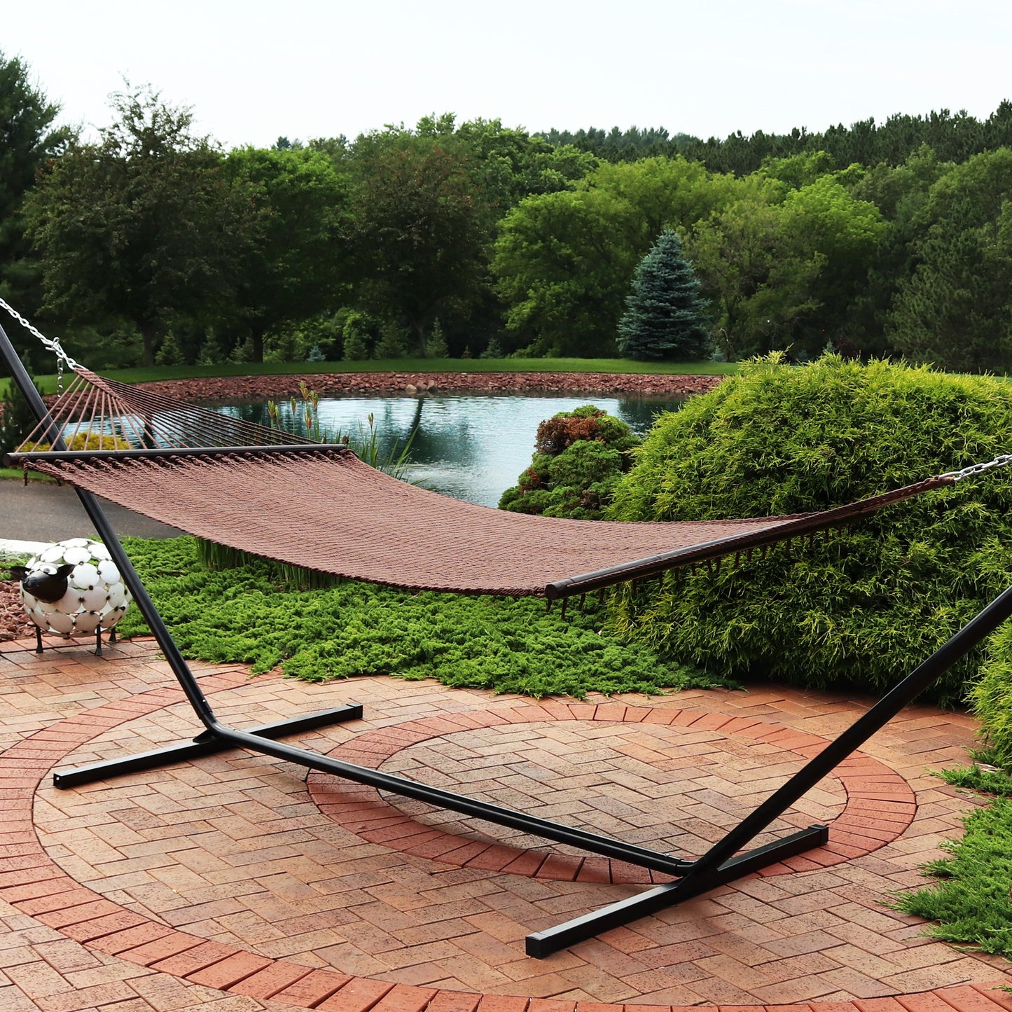 Large Polyester Rope Hammock with Spreader Bars | Holds 2 People | 600lb Capacity