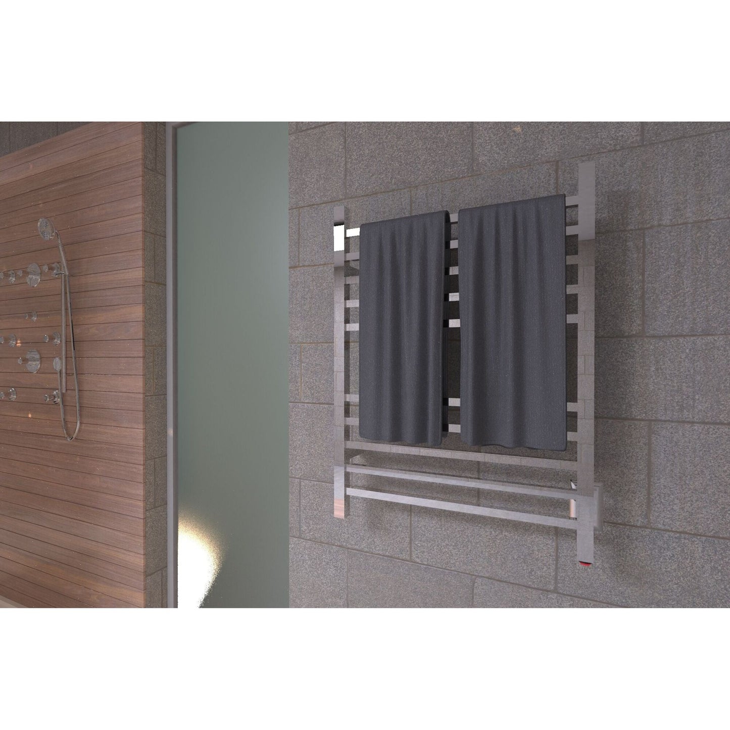 Amba Radiant 10-Bars Square Hardwired Electric Towel Warmer - 24"w x 32"h