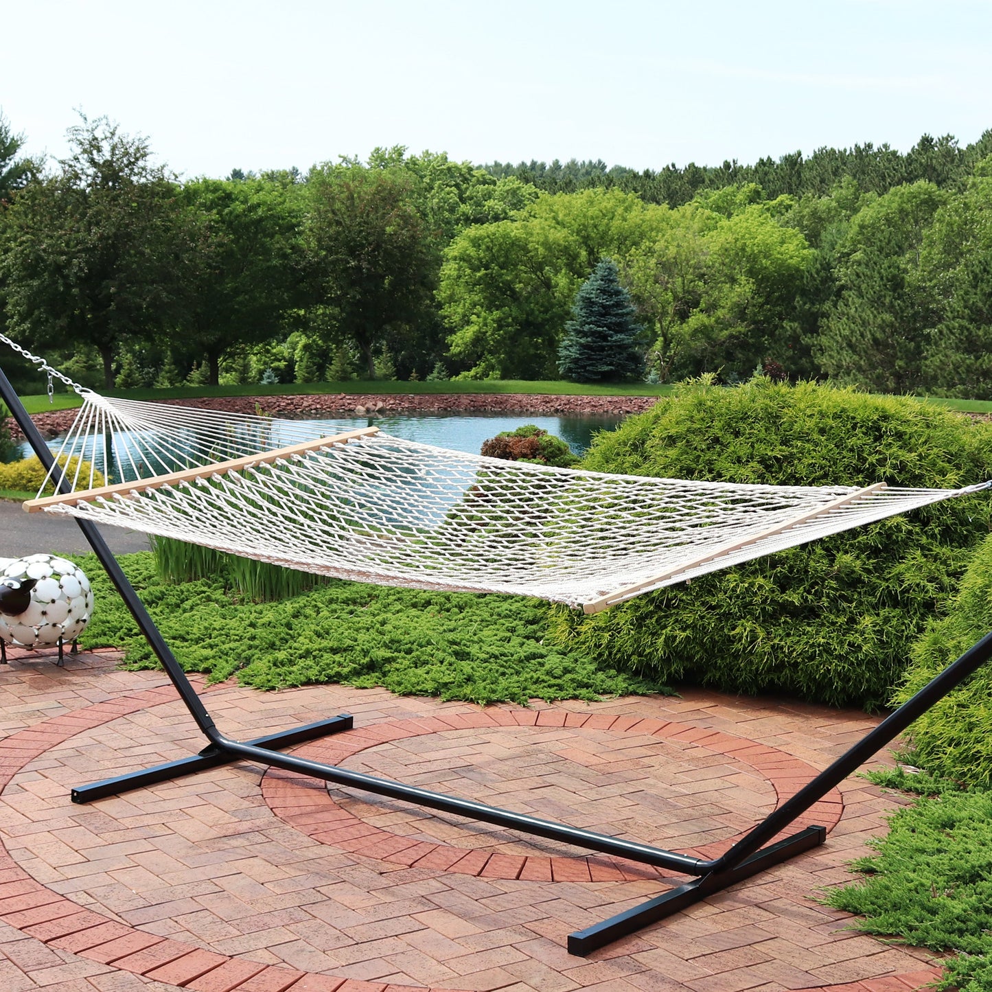 Cotton Rope Double Hammock | Spreader Bars | 450lb Capacity