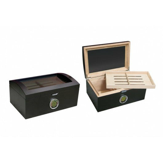 Portofino Desktop Cigar Humidor | Tinted Glass Top | Holds 120 Cigars