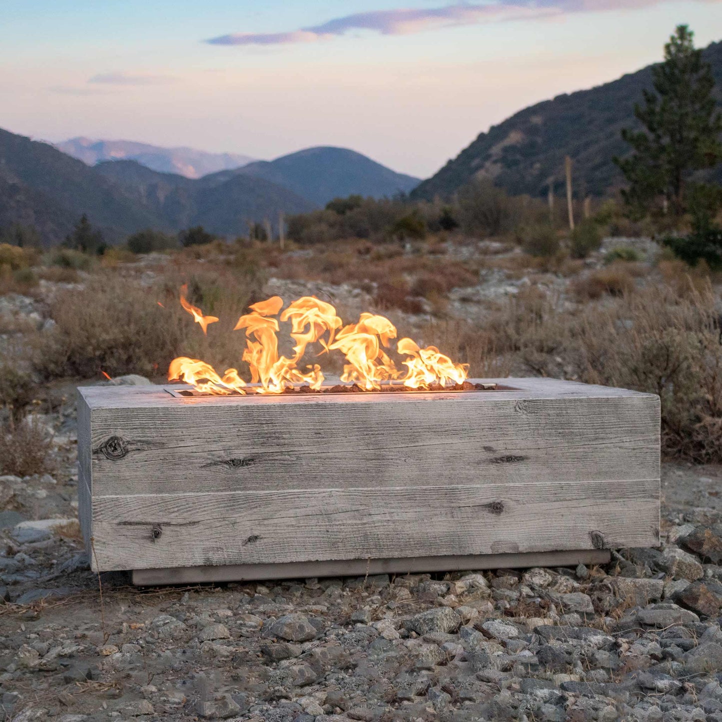 The Outdoor Plus 96" Coronado Wood Grain Concrete Gas Fire Pit