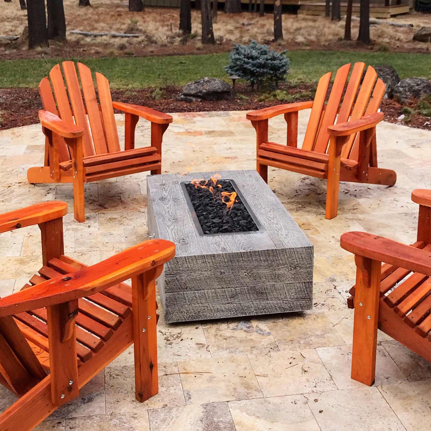 The Outdoor Plus 96" Coronado Wood Grain Concrete Gas Fire Pit