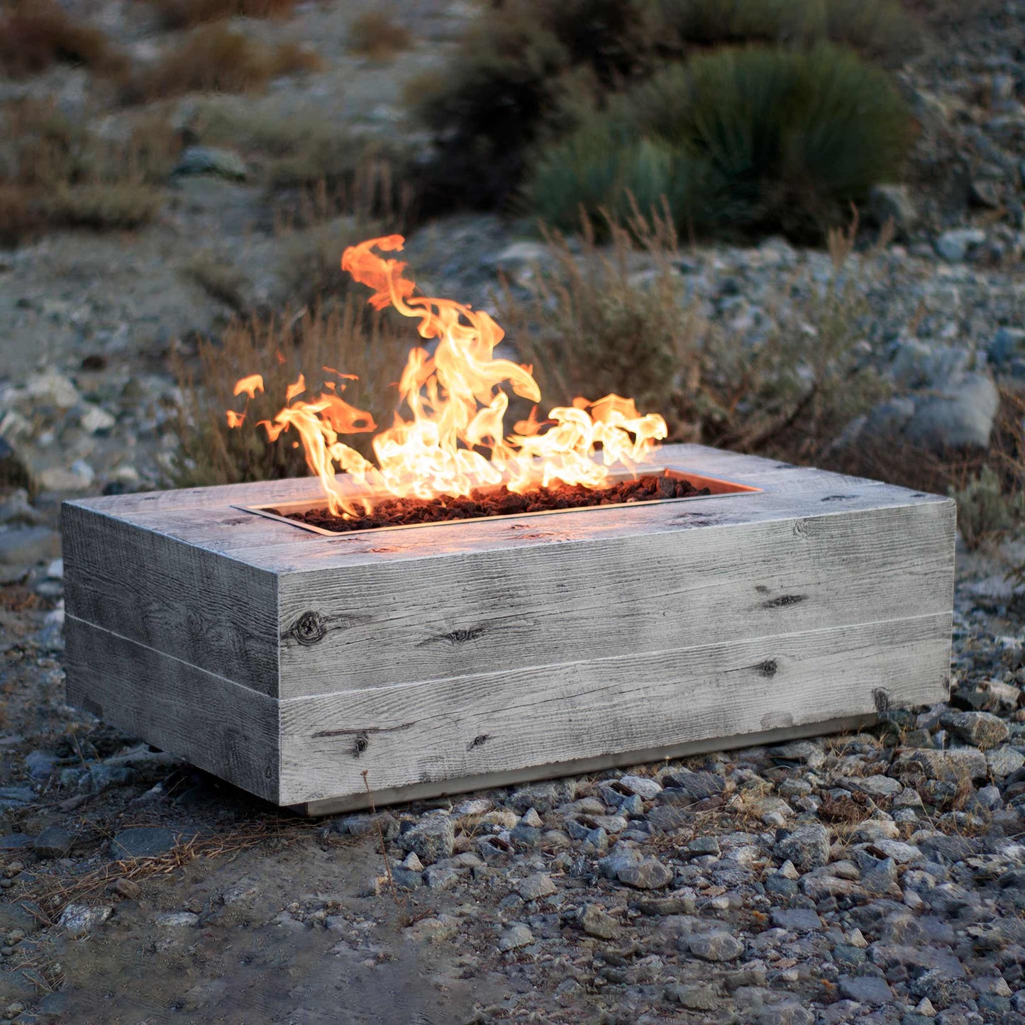 The Outdoor Plus 96" Coronado Wood Grain Concrete Gas Fire Pit