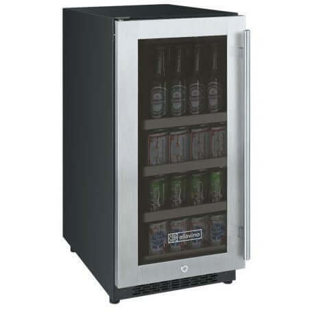 Allavino 15” Single Zone Stainless Steel Beverage Center | Tru-Vino Technology and FlexCount II Shelving