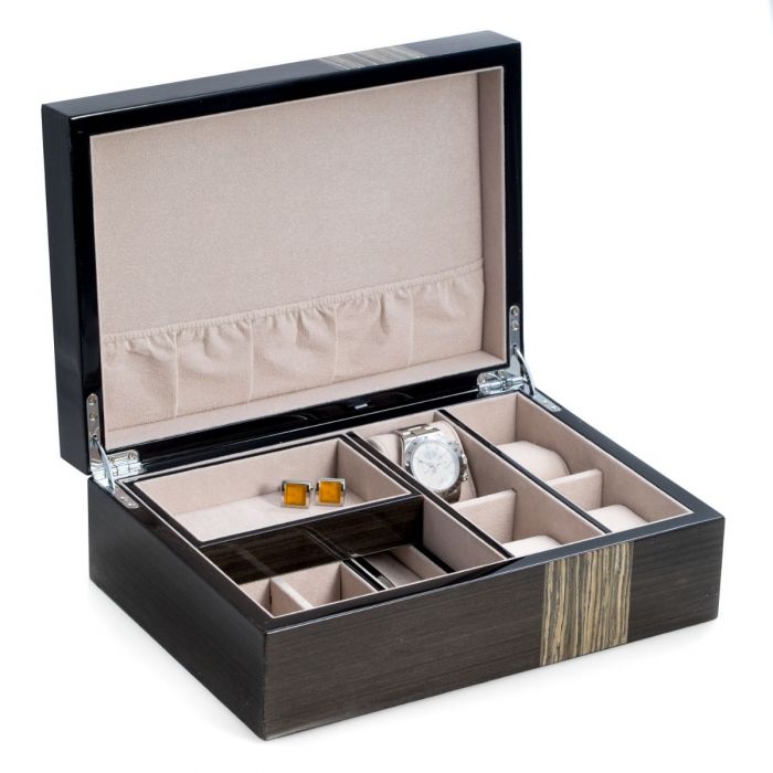 Bey-Berk Ash Wood Valet Box | Multi Compartments | BB677GRY