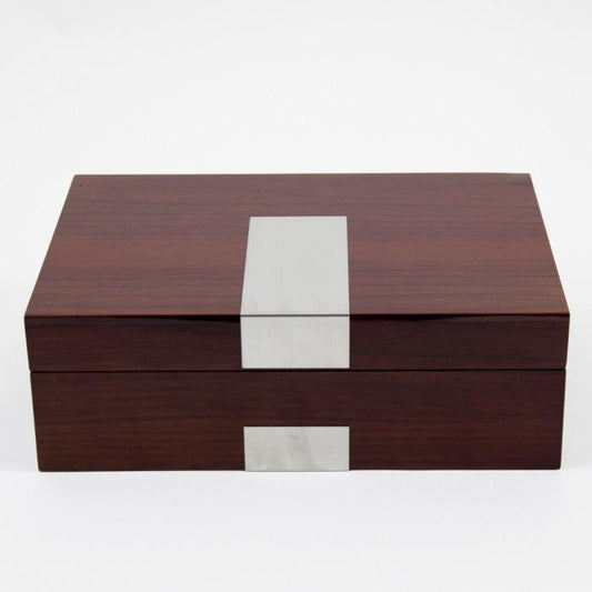 Bey-Berk 8-Watch Box | Stainless Steel Accents | Walnut Wood | BB601BRW