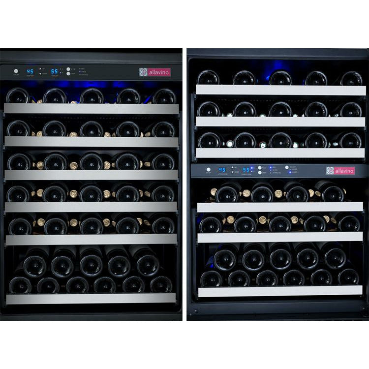 Allavino 47” Wide | 112 Bottle Triple Zone Side-by-Side Wine Cooler | Tru-Vino Technology and FlexCount II Shelving