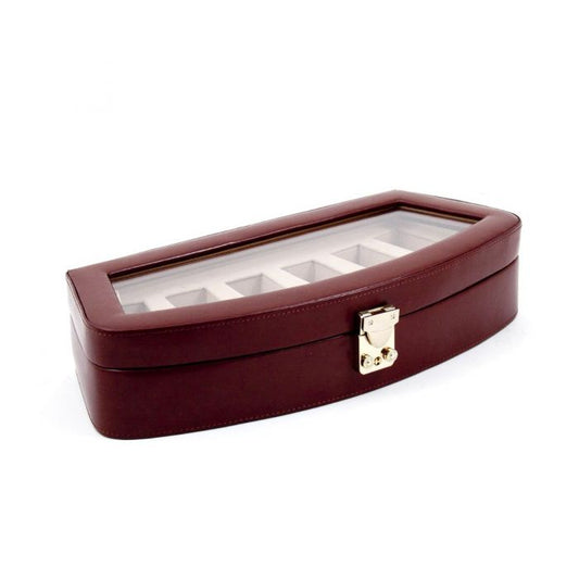 Bey-Berk 6 Watch Case | Glass Top | Brown Leather | BB520BRW