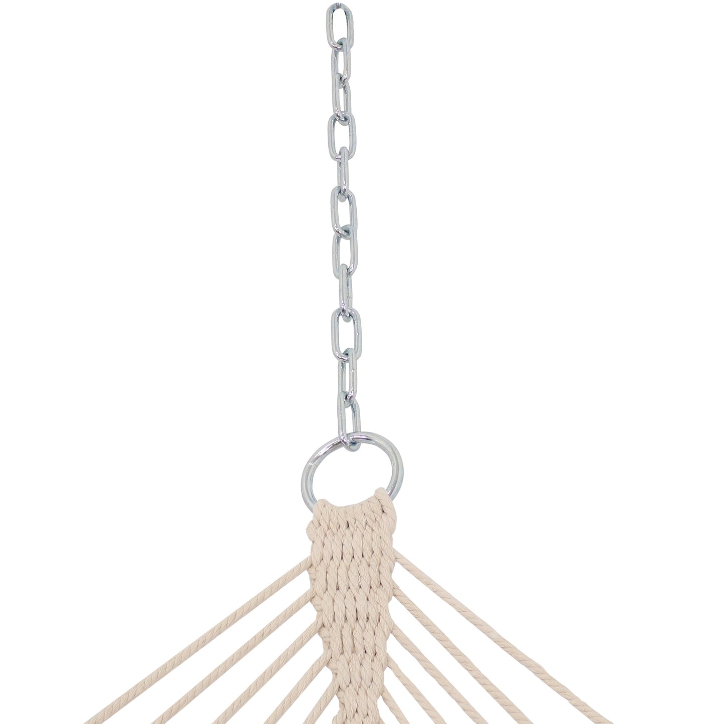 Woven Double Hammock with Spreader Bars | Crocheted Fringe Edges