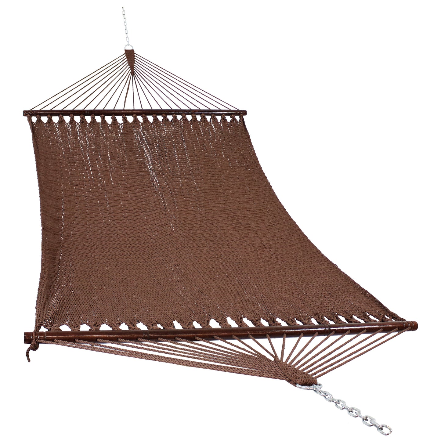 Large Polyester Rope Hammock with Spreader Bars | Holds 2 People | 600lb Capacity