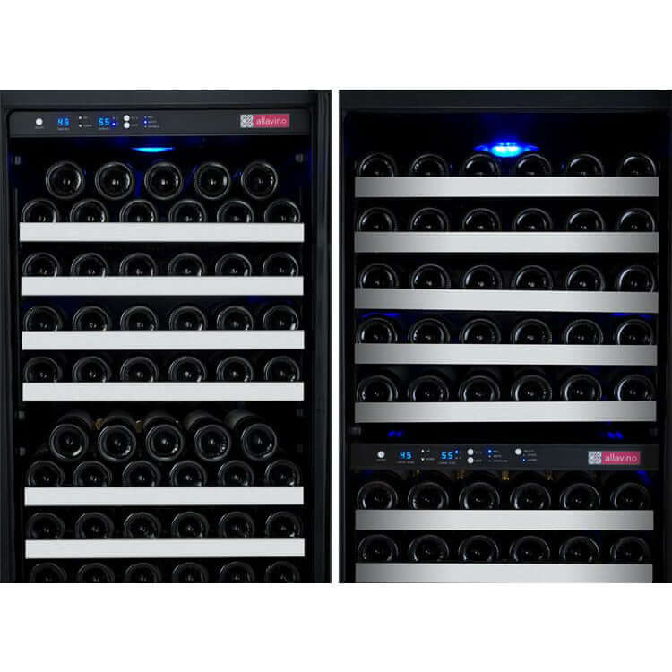 Allavino 47" Wide | 349 Bottle Triple Zone Side-by-Side Wine Cooler | Tru-Vino Technology and FlexCount II Shelving