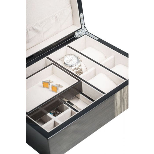 Bey-Berk Ash Wood Valet Box | Multi Compartments | BB677GRY