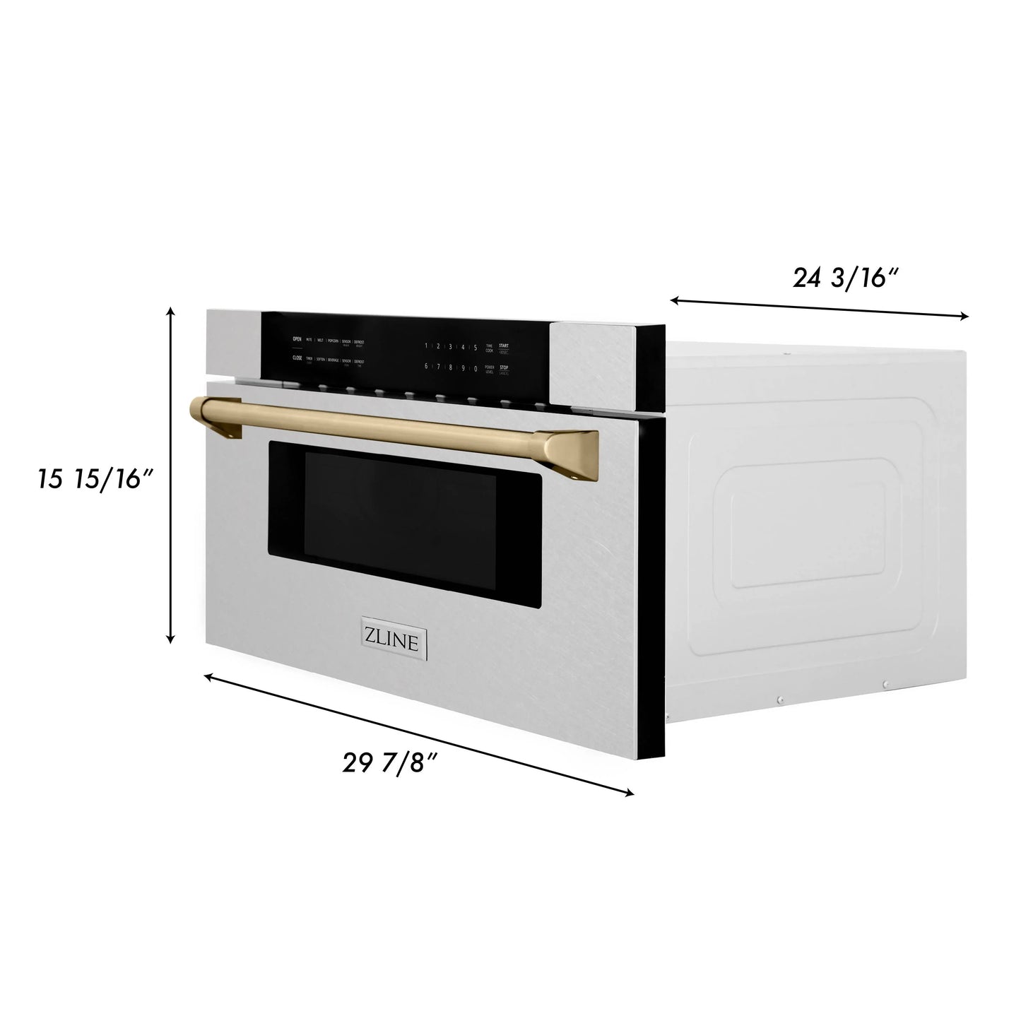 ZLINE Autograph Edition 30" Built-In Microwave Drawer in Fingerprint Resistant Stainless Steel with Accents