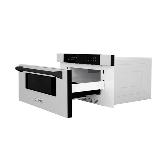 ZLINE Autograph Edition 30" Built-In Microwave Drawer in Fingerprint Resistant Stainless Steel with Accents