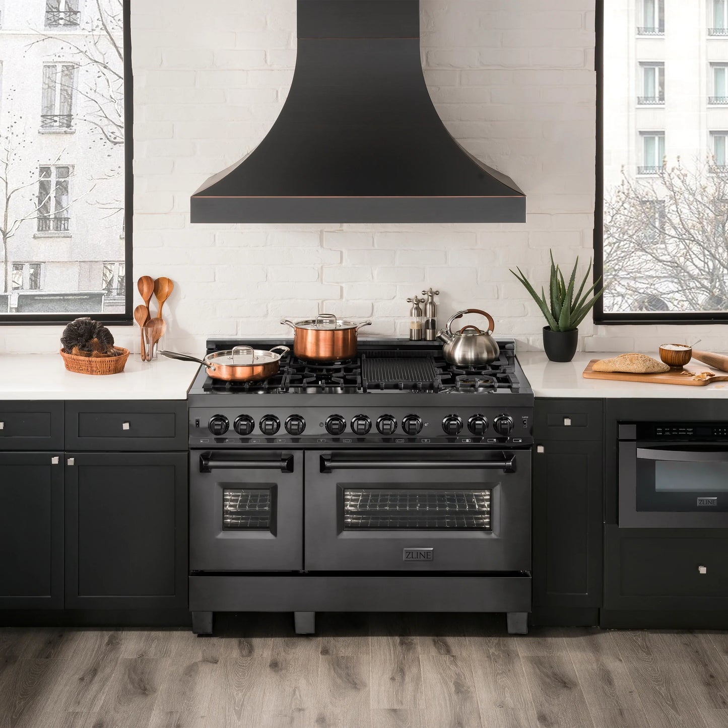 ZLINE 4 Piece Kitchen Package | Refrigerator | Dual Fuel Range | Range Hood | Microwave Drawer