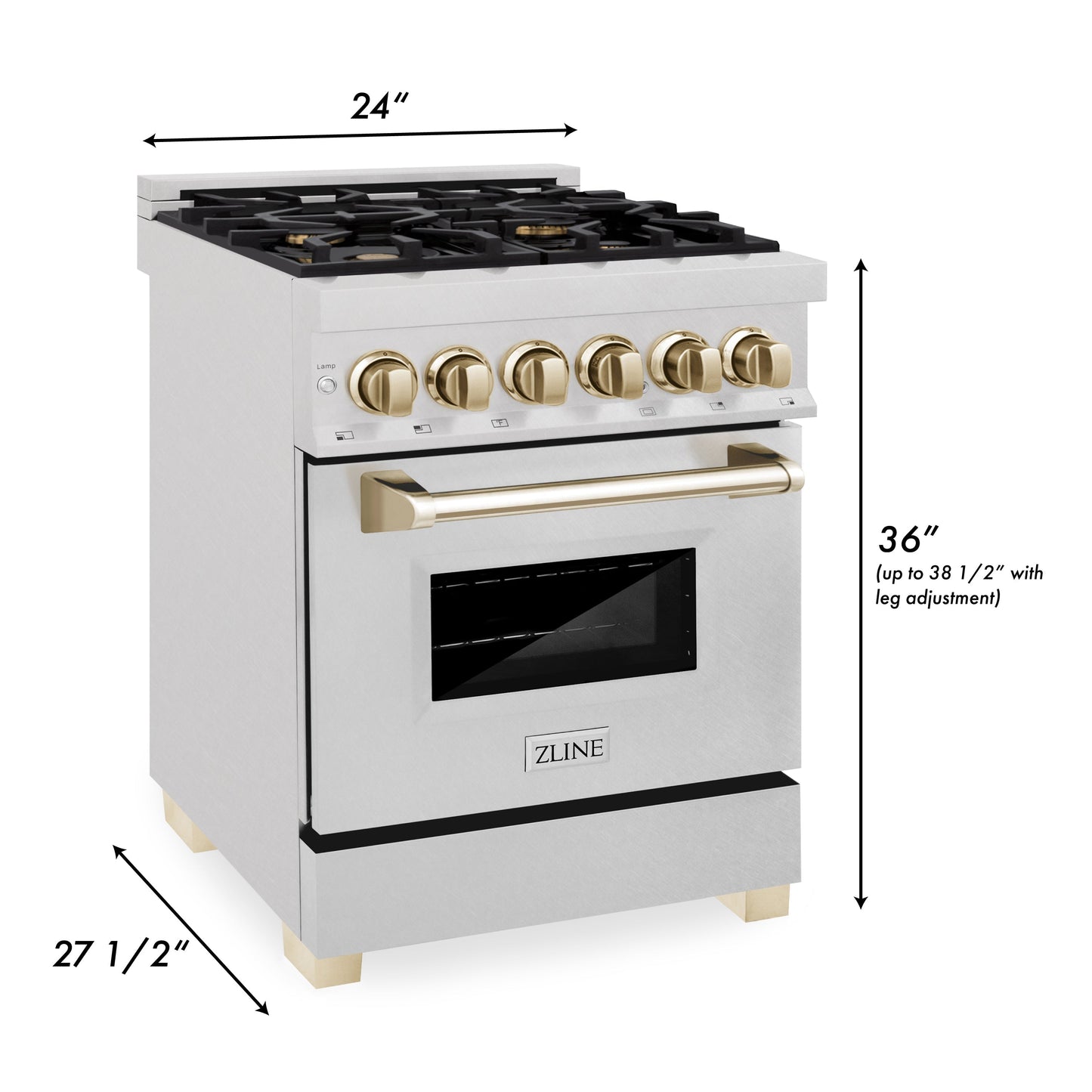 ZLINE Autograph Edition 24" Dual Fuel Range with Gas Stove and Electric Oven in DuraSnow® Stainless Steel (RASZ-SN-24)
