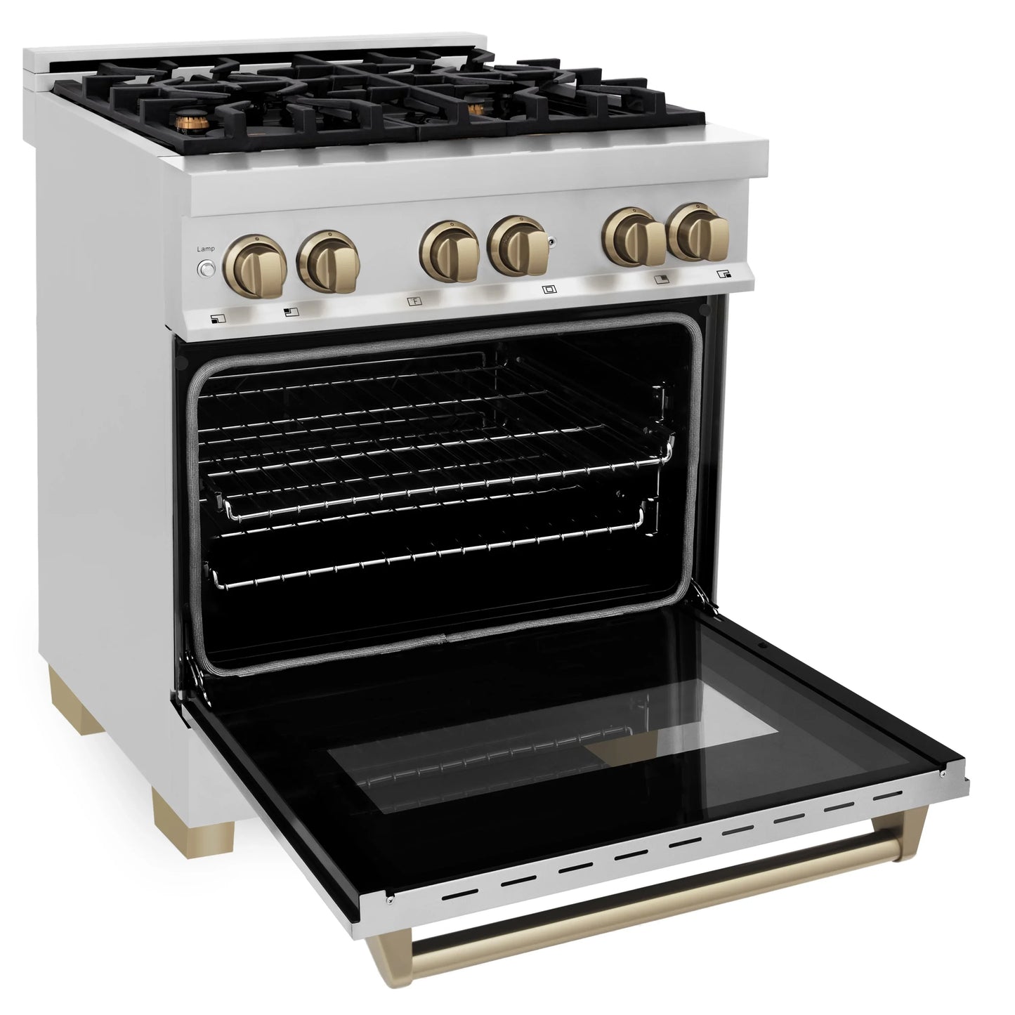 ZLINE 30" Autograph Edition Kitchen Package with Stainless Steel Dual Fuel Range and Range Hood with Accents