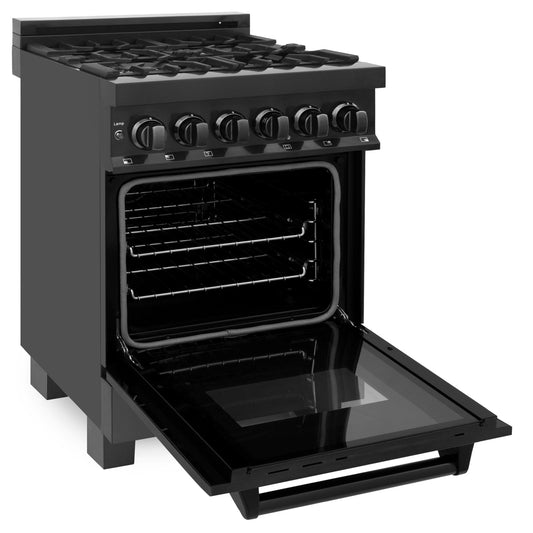 ZLINE 24" Professional Dual Fuel Range in Black Stainless Steel (RAB-24)