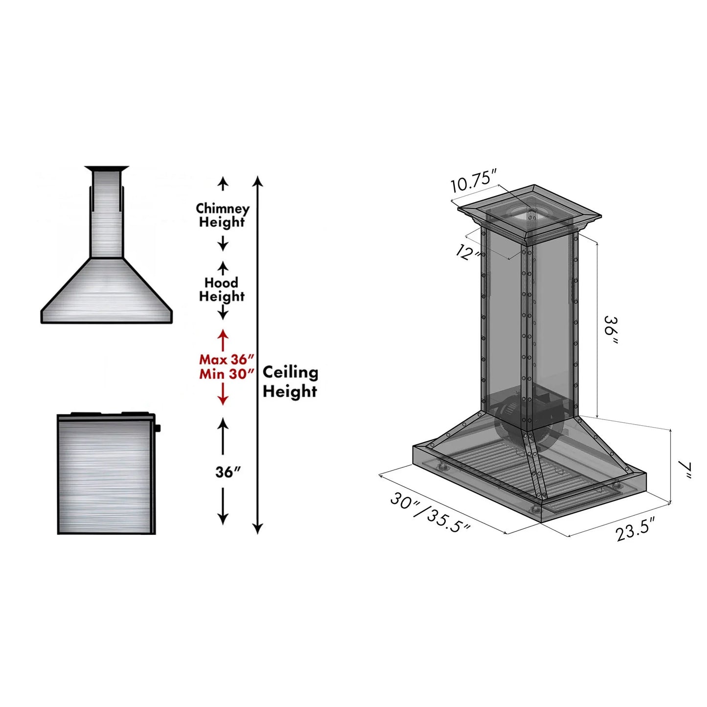 ZLINE KB2i Designer Series Island Range Hood