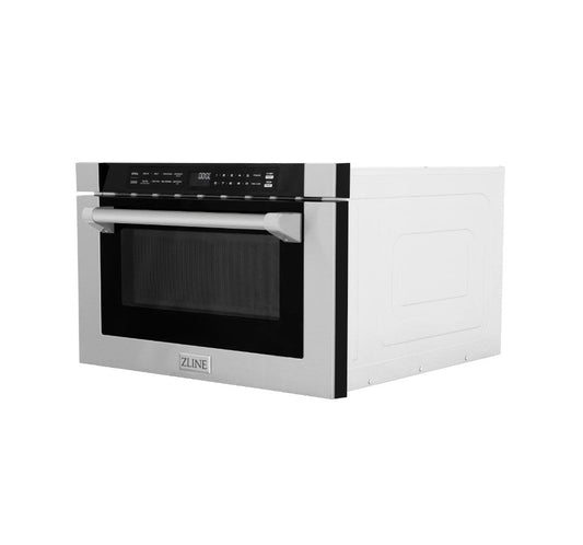 ZLINE 24" Built-in Microwave Drawer with a Traditional Handle in Stainless Steel