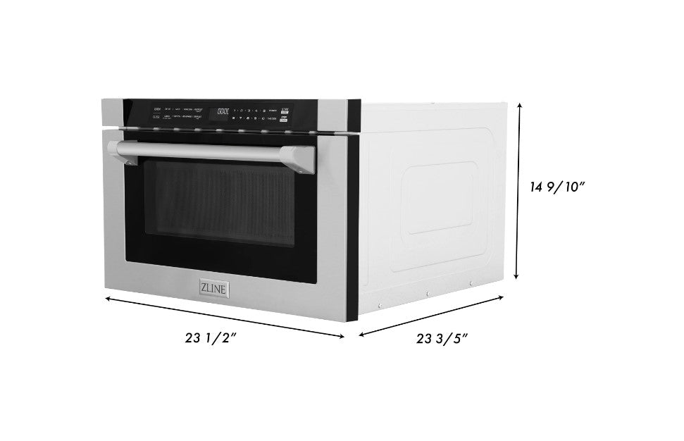 ZLINE 24" Built-in Microwave Drawer with a Traditional Handle in Stainless Steel