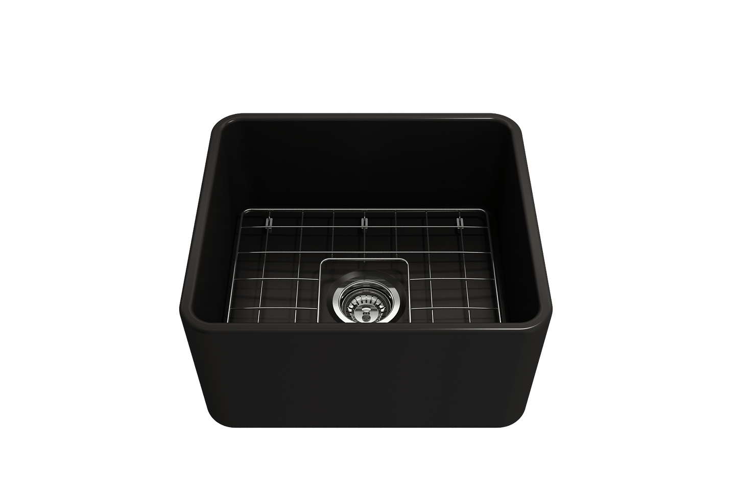 BOCCHI CLASSICO 20" Fireclay Farmhouse Single Bowl Kitchen Sink with Protective Bottom Grid and Strainer