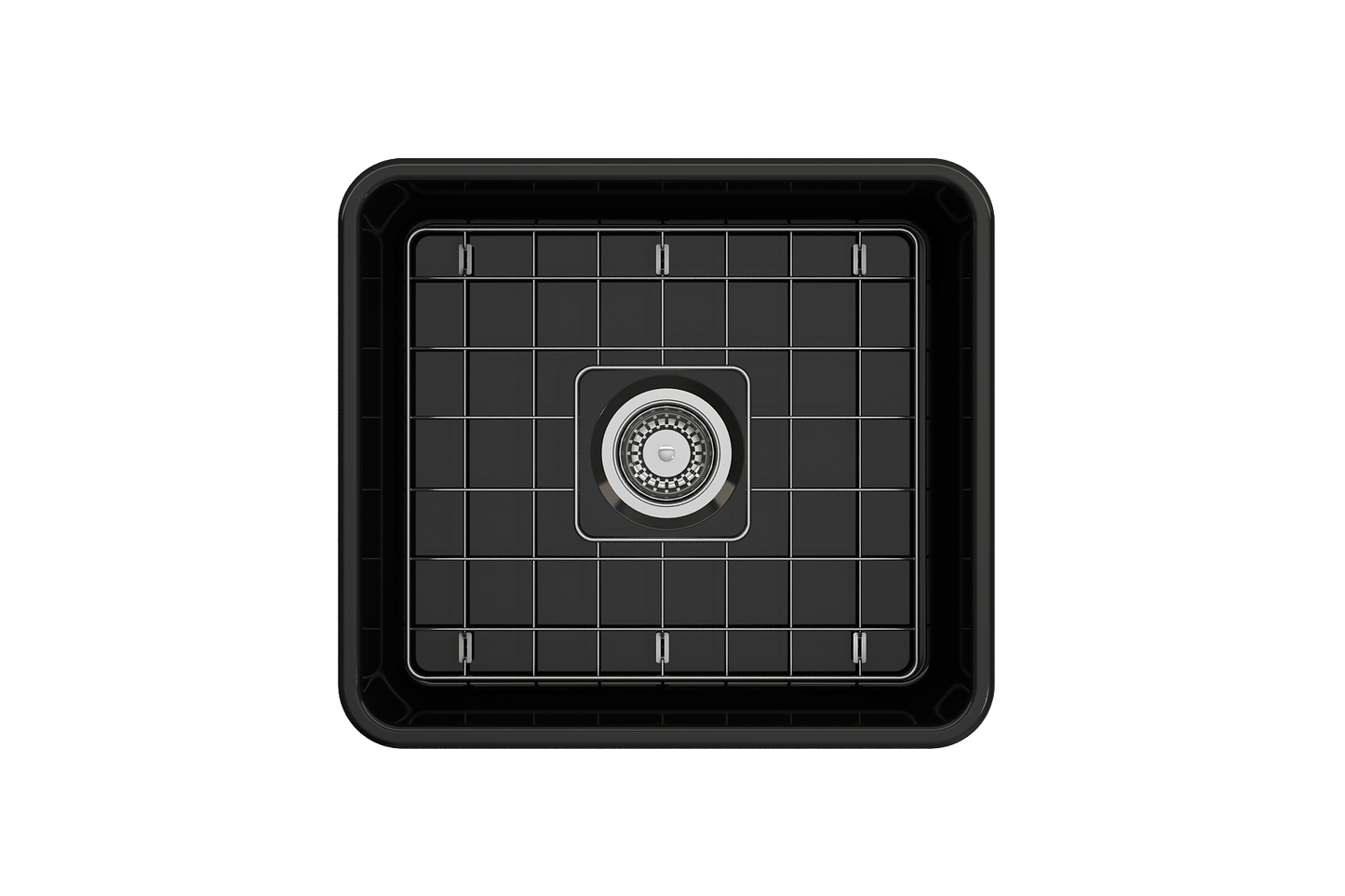 BOCCHI CLASSICO 20" Fireclay Farmhouse Single Bowl Kitchen Sink with Protective Bottom Grid and Strainer