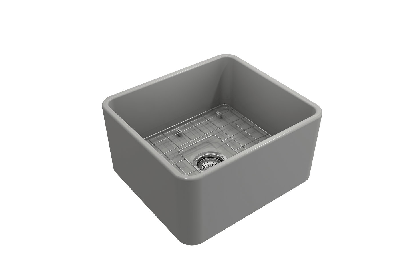 BOCCHI CLASSICO 20" Fireclay Farmhouse Single Bowl Kitchen Sink with Protective Bottom Grid and Strainer