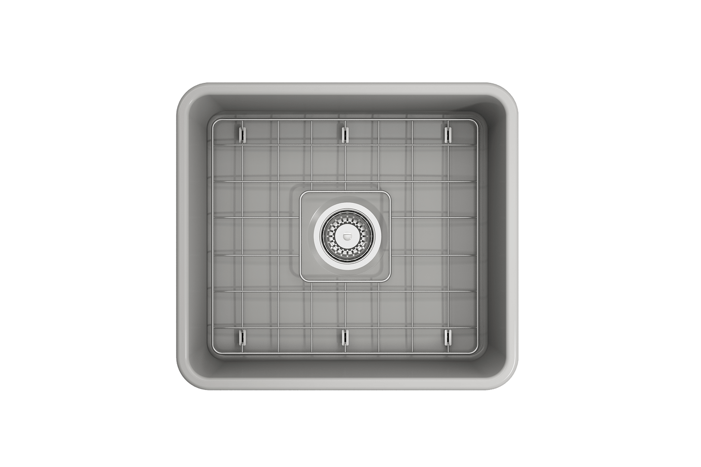 BOCCHI CLASSICO 20" Fireclay Farmhouse Single Bowl Kitchen Sink with Protective Bottom Grid and Strainer