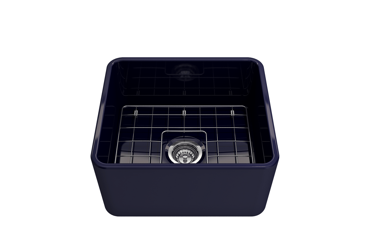 BOCCHI CLASSICO 20" Fireclay Farmhouse Single Bowl Kitchen Sink with Protective Bottom Grid and Strainer