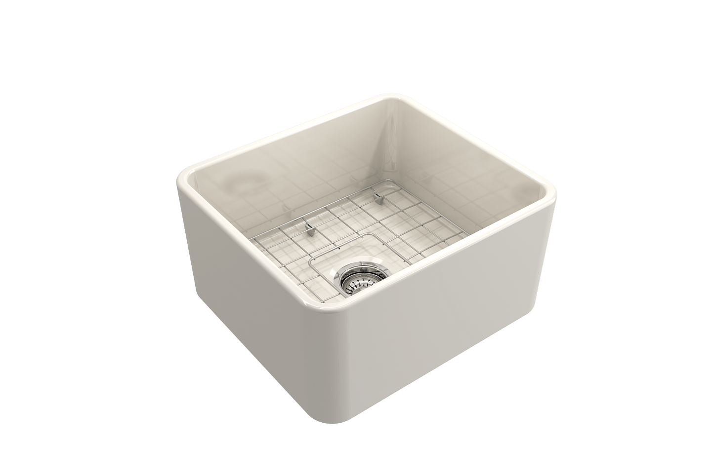 BOCCHI CLASSICO 20" Fireclay Farmhouse Single Bowl Kitchen Sink with Protective Bottom Grid and Strainer