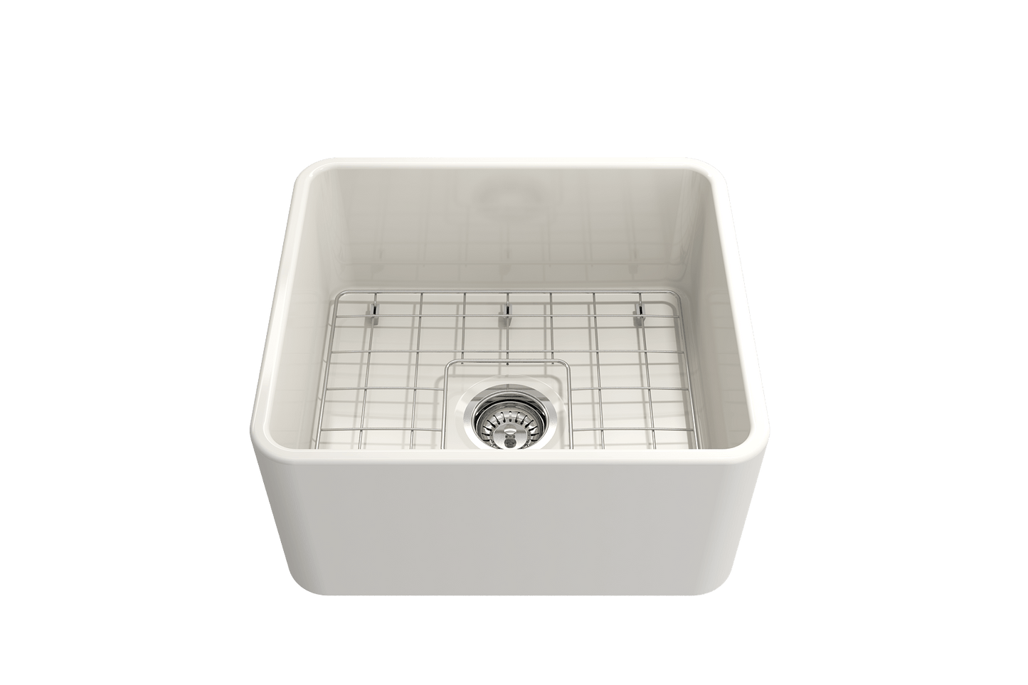 BOCCHI CLASSICO 20" Fireclay Farmhouse Single Bowl Kitchen Sink with Protective Bottom Grid and Strainer