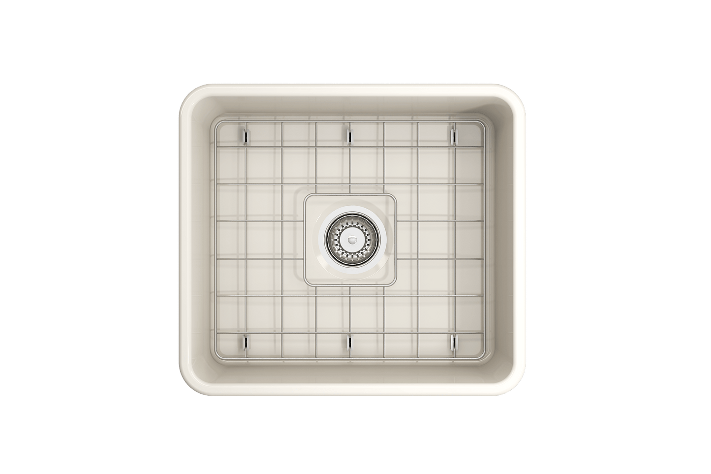 BOCCHI CLASSICO 20" Fireclay Farmhouse Single Bowl Kitchen Sink with Protective Bottom Grid and Strainer