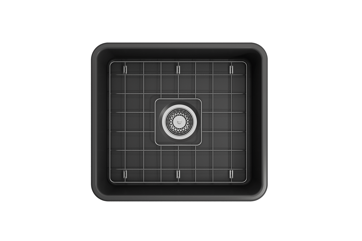 BOCCHI CLASSICO 20" Fireclay Farmhouse Single Bowl Kitchen Sink with Protective Bottom Grid and Strainer