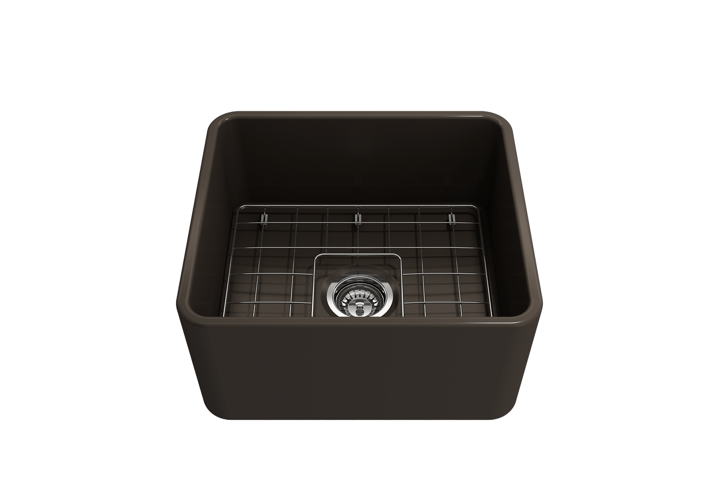 BOCCHI CLASSICO 20" Fireclay Farmhouse Single Bowl Kitchen Sink with Protective Bottom Grid and Strainer