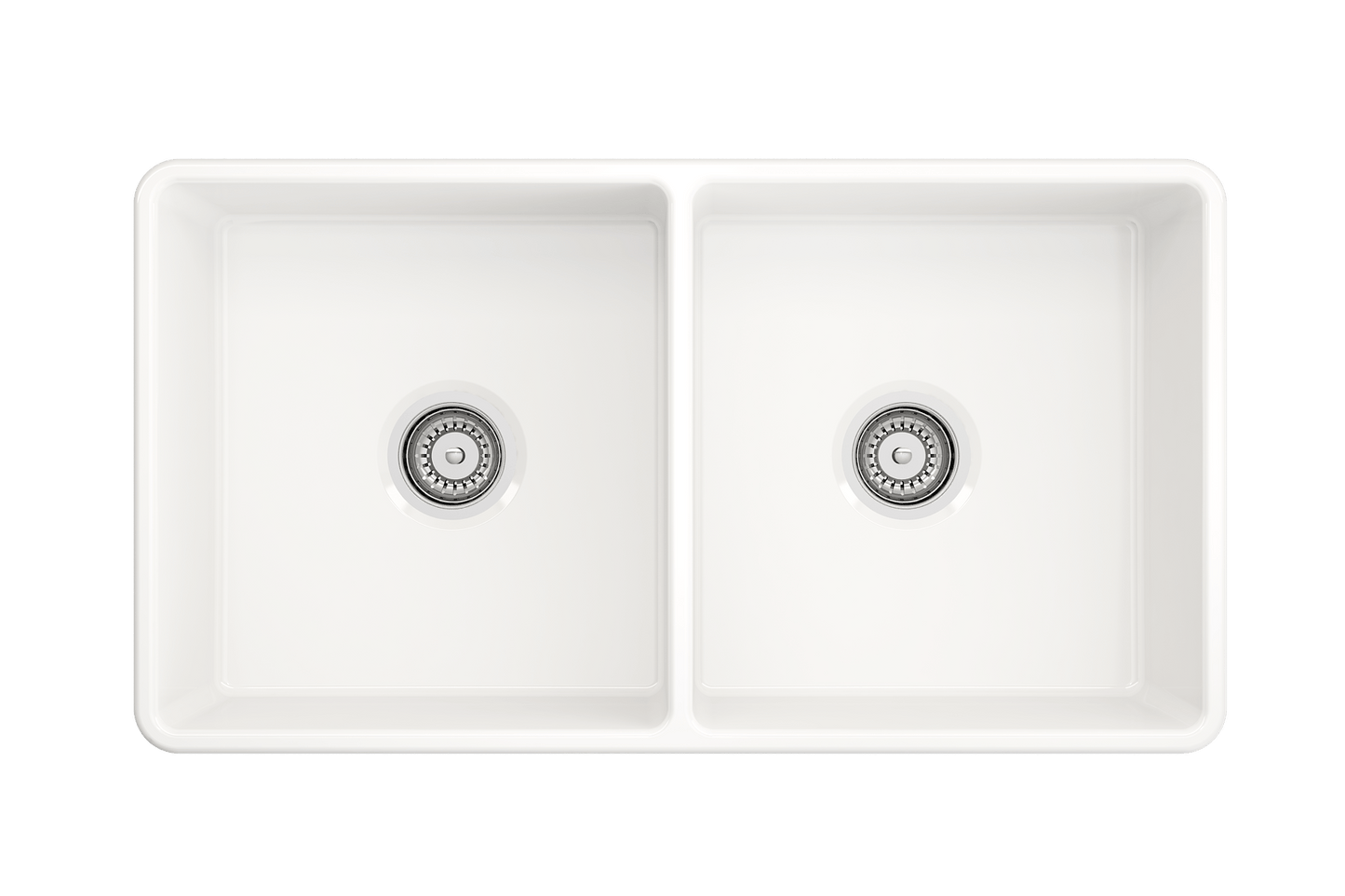 BOCCHI CLASSICO 33" Fireclay Kitchen Sink with Protective Bottom Grids and Strainers with Livenza 2.0 Faucet