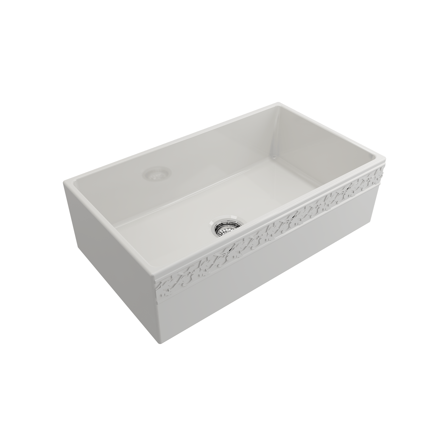 BOCCHI VIGNETO 33" Fireclay Farmhouse Single Bowl Kitchen Sink with Protective Bottom Grid and Strainer