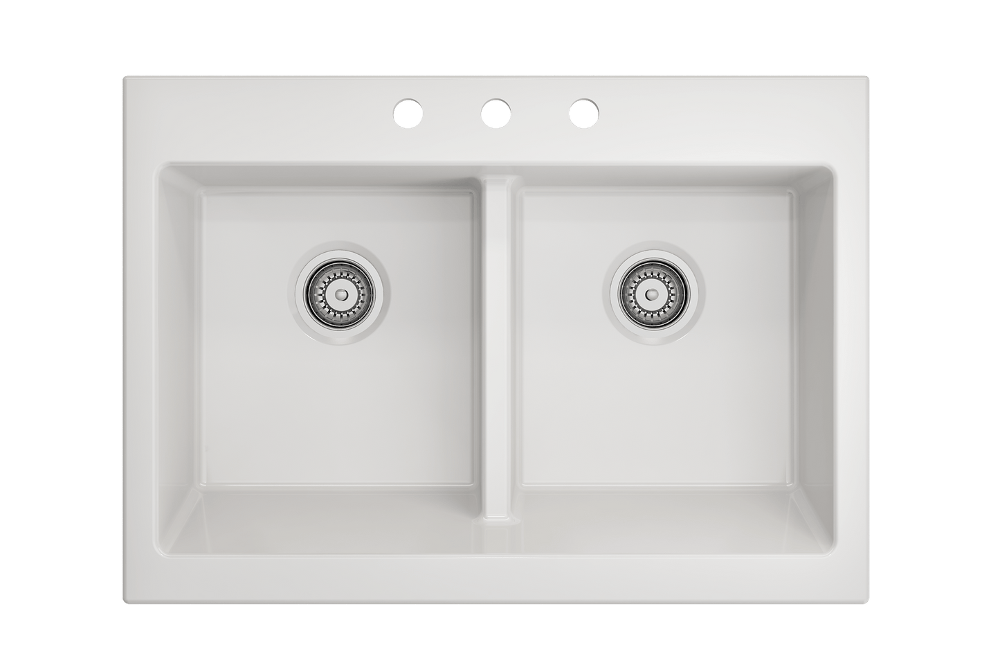 BOCCHI NUOVA Farmhouse Short Apron Front Fireclay 34" Double Bowl Kitchen Sink