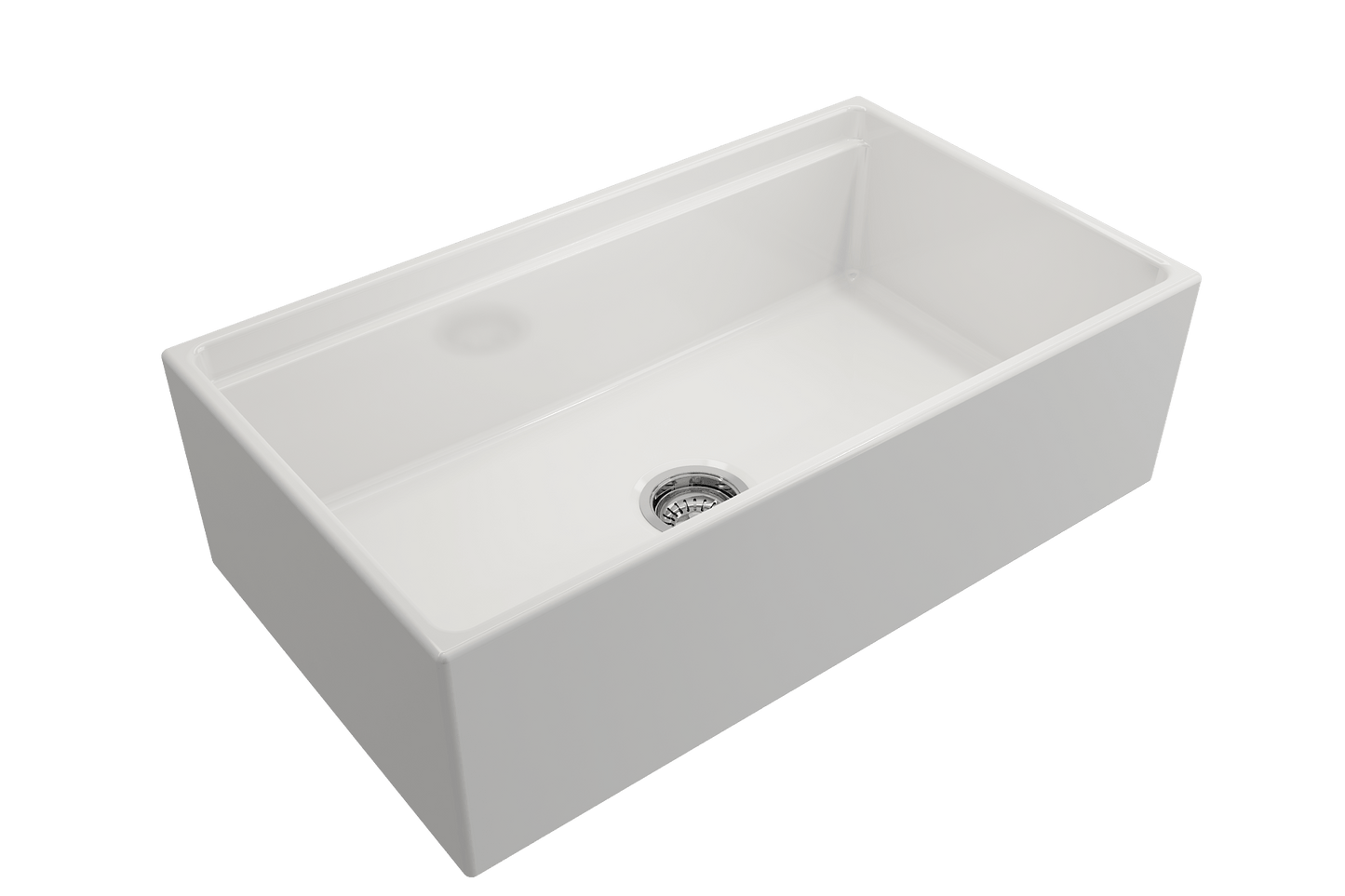 BOCCHI CONTEMPO 33" Step Rim With Integrated Work Station Fireclay Farmhouse Single Bowl Kitchen Sink with Accessories