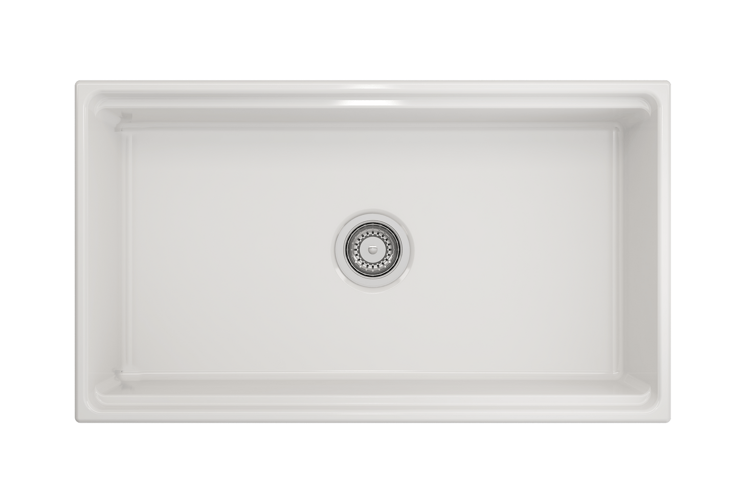 BOCCHI CONTEMPO 33" Step Rim With Integrated Work Station Fireclay Farmhouse Single Bowl Kitchen Sink with Accessories