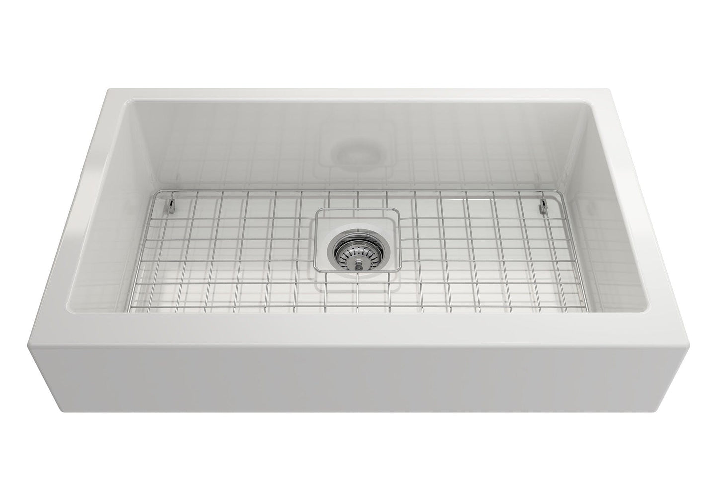 BOCCHI NUOVA 34" Single Bowl Kitchen Sink with Protective Bottom Grid and Strainer