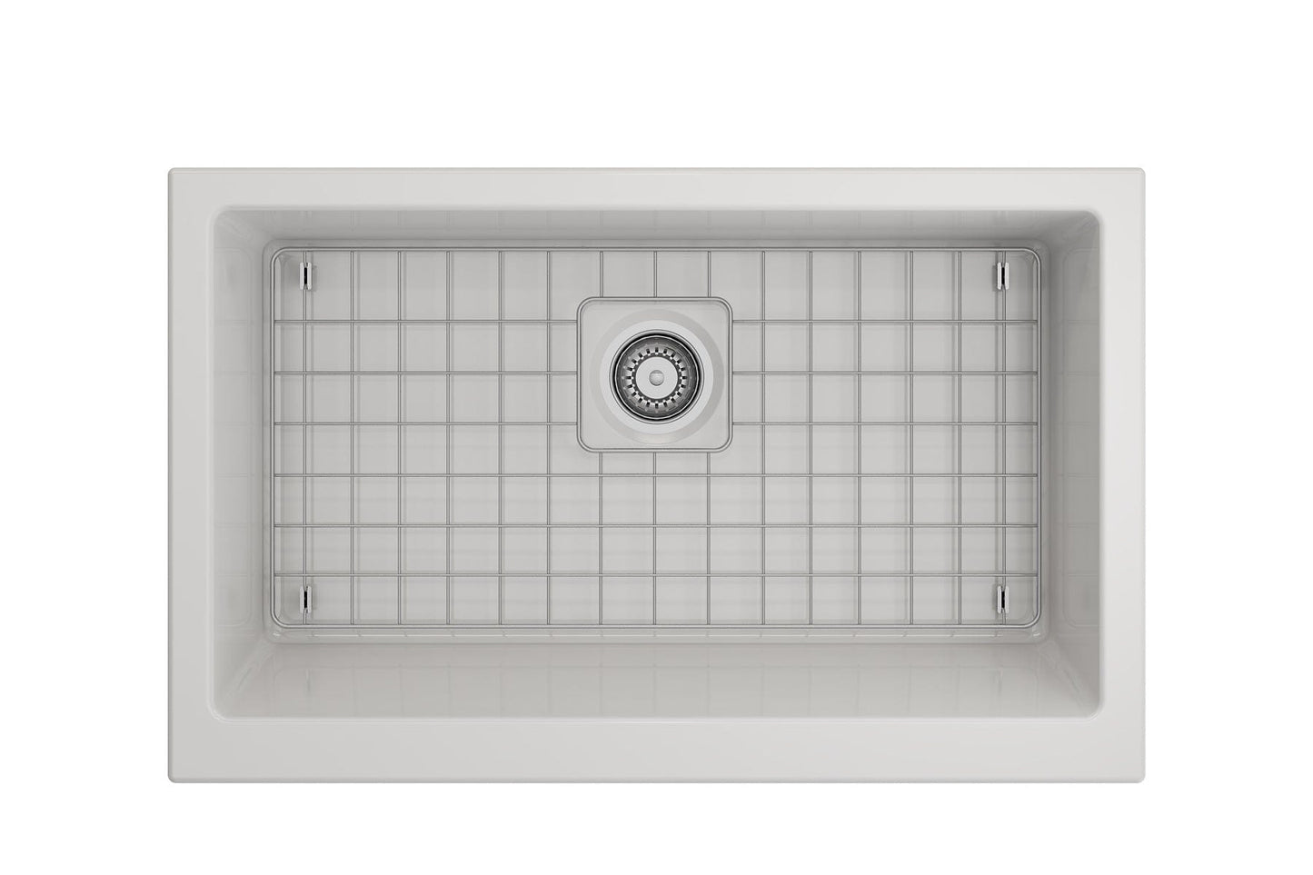 BOCCHI NUOVA 34" Single Bowl Kitchen Sink with Protective Bottom Grid and Strainer