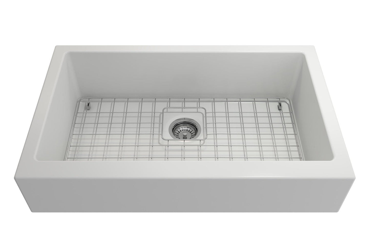 BOCCHI NUOVA 34" Single Bowl Kitchen Sink with Protective Bottom Grid and Strainer