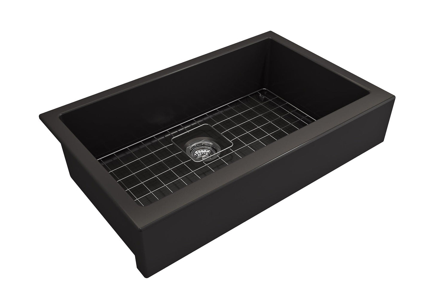 BOCCHI NUOVA 34" Single Bowl Kitchen Sink with Protective Bottom Grid and Strainer