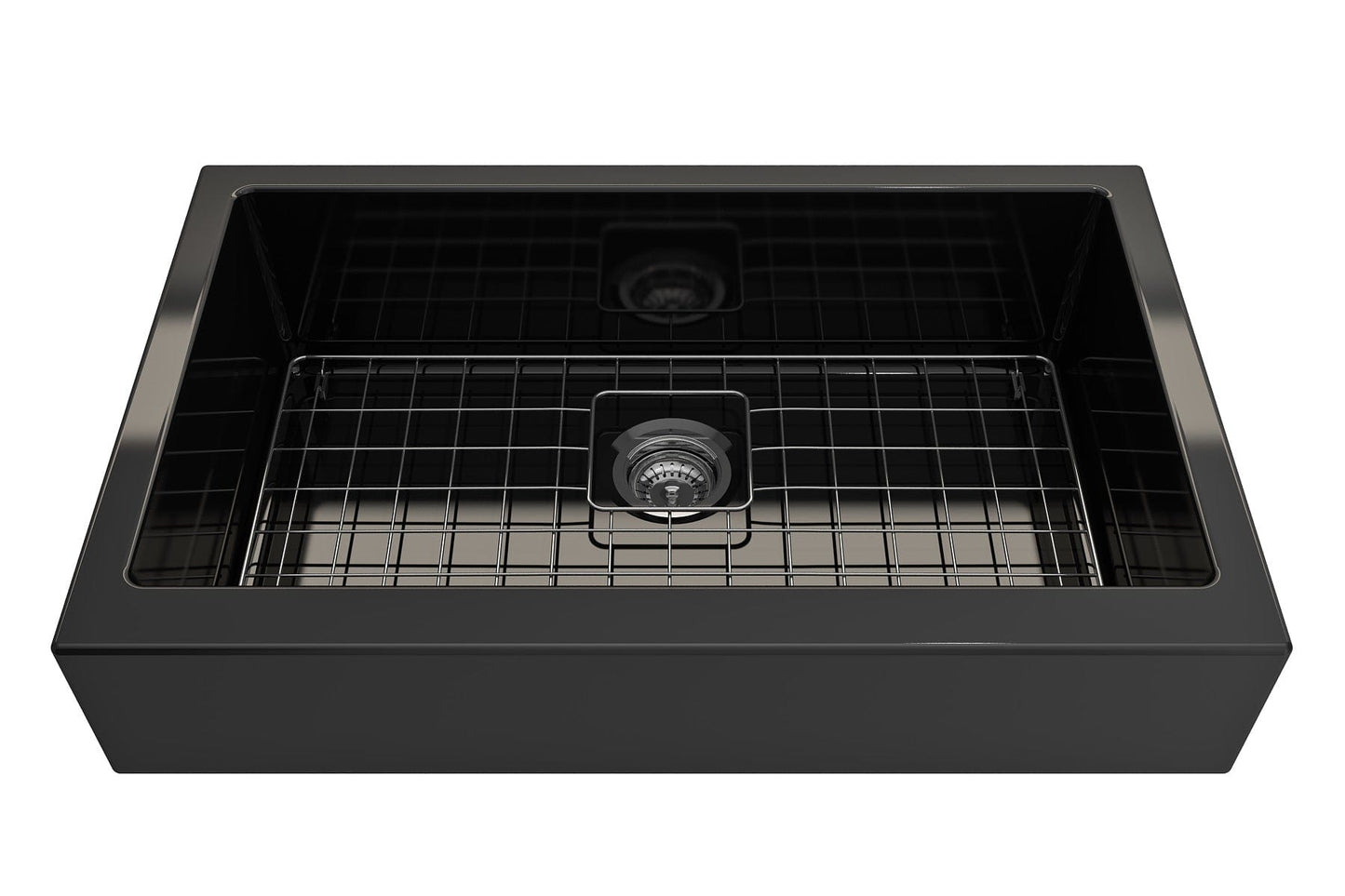 BOCCHI NUOVA 34" Single Bowl Kitchen Sink with Protective Bottom Grid and Strainer