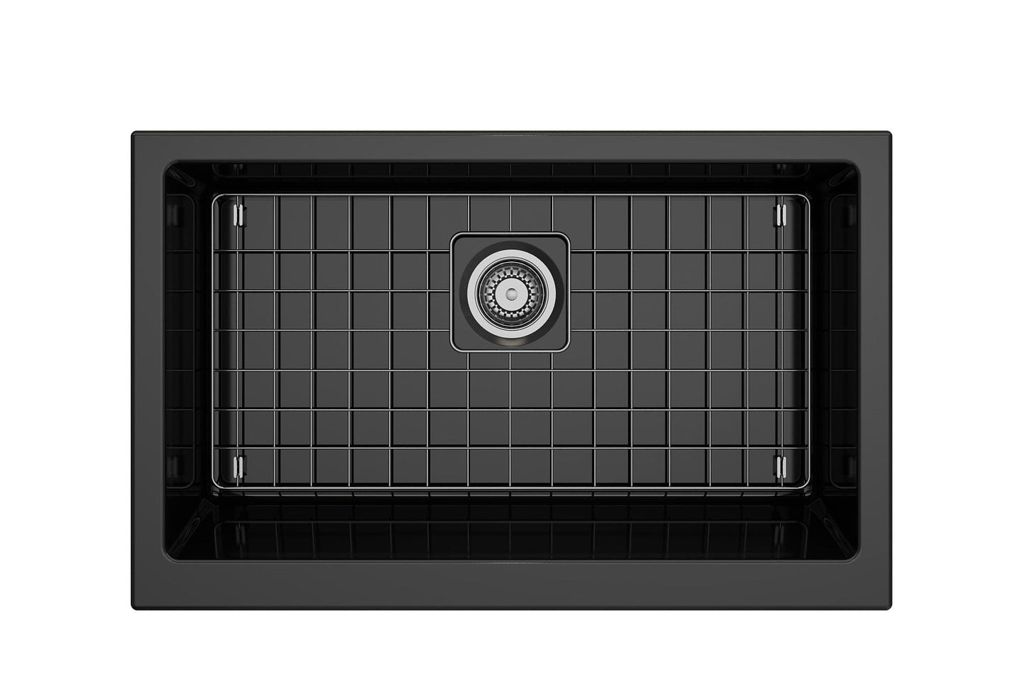 BOCCHI NUOVA 34" Single Bowl Kitchen Sink with Protective Bottom Grid and Strainer